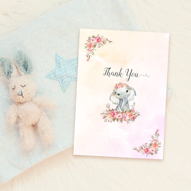 Elephant Baby Dusche Vielen Dank Dankeskarte (Von Creator hochgeladen)