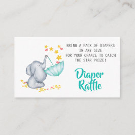Elephant Baby Duwer Diaper Raffle Begleitkarte
