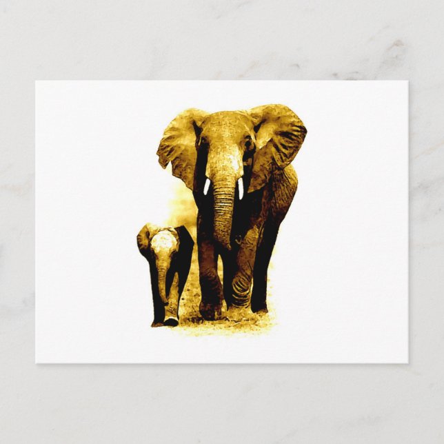 Elephant & Baby Elephant Postkarte (Vorderseite)