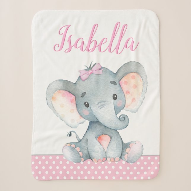 Elephant Baby Girl Blanket Sherpadecke (Vorderseite)
