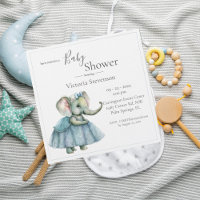 Eléphant Baby Girl Douche Invitation