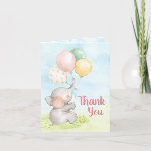 Elephant Baby Girl Douche Merci Cartes