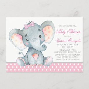 Elephant Baby Girl Shower Einladungen