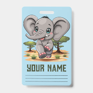 Elephant Baby Jumping Happy in African Savannah Ausweis