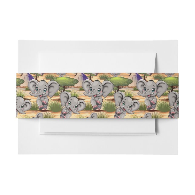 Elephant Baby Jumping Happy in African Savannah Einladungsbanderole (Vorderseite Beispiel)