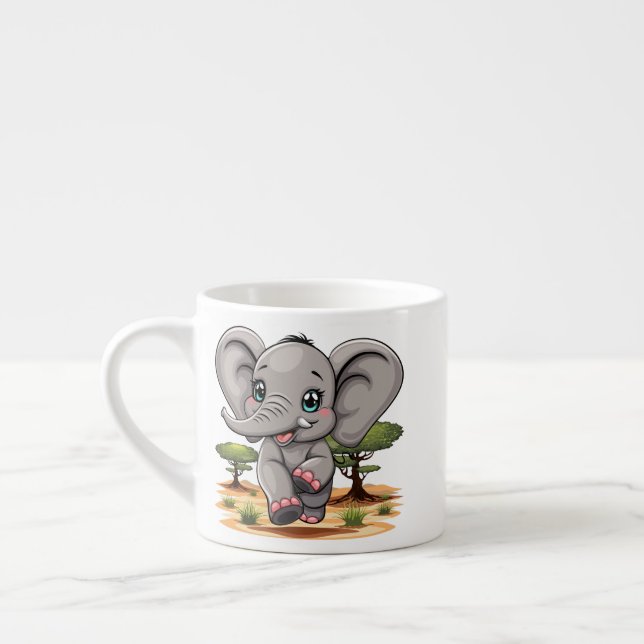 Elephant Baby Jumping Happy in African Savannah Espressotasse (Links)