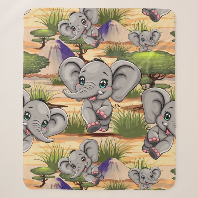 Elephant Baby Jumping Happy in African Savannah Sherpadecke (Vorderseite)
