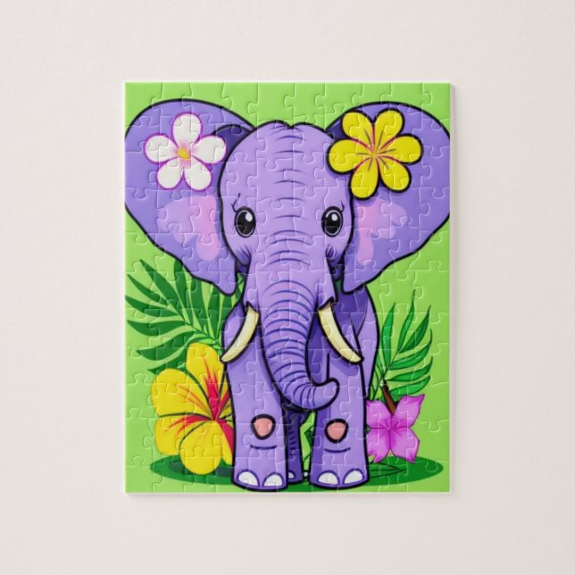 Elephant Baby mit tropischen Blume (Vertikal)