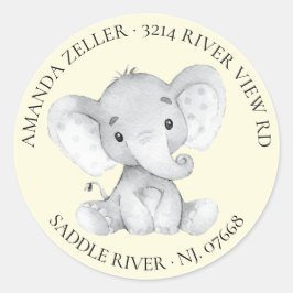 Elephant Baby Shooter-Rücksendeadresse Runder Aufkleber