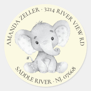 Elephant Baby Shooter-Rücksendeadresse Runder Aufkleber