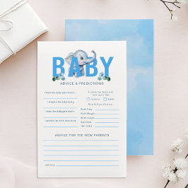 Elephant Baby Shower Advice & Predictions Card - B Flyer