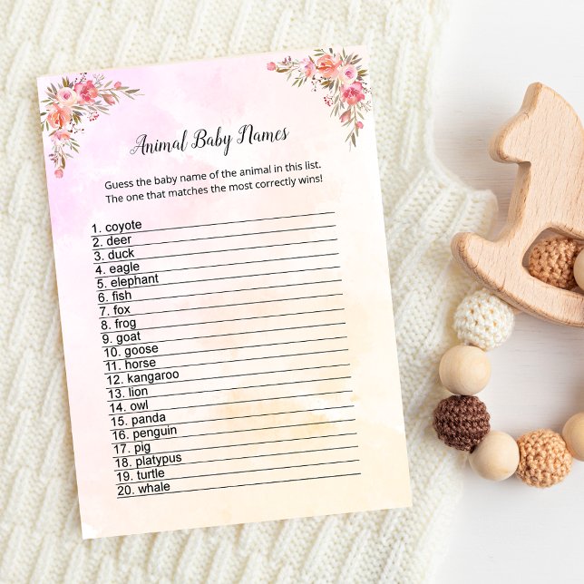 Elephant Baby Shower Animal Baby Names Card Einladung (Von Creator hochgeladen)