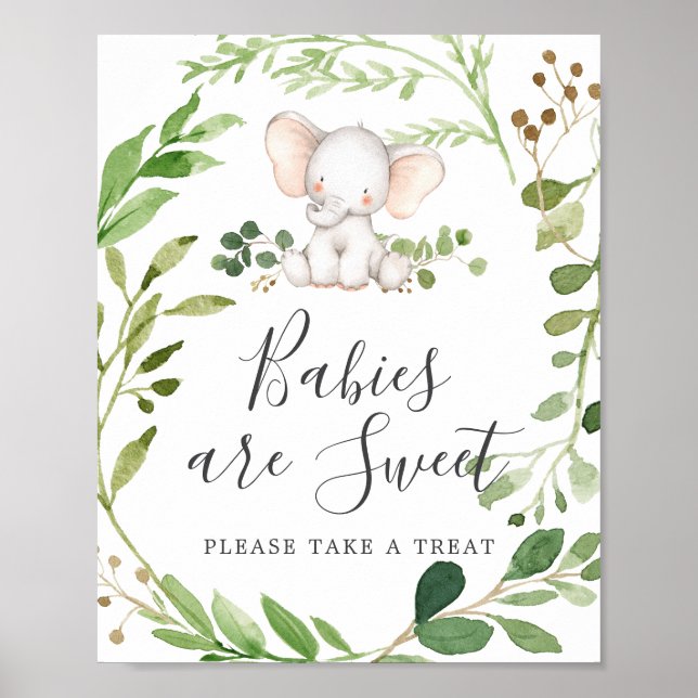 Elephant Baby Shower Babys sind süßes Zeichen Poster (Vorne)
