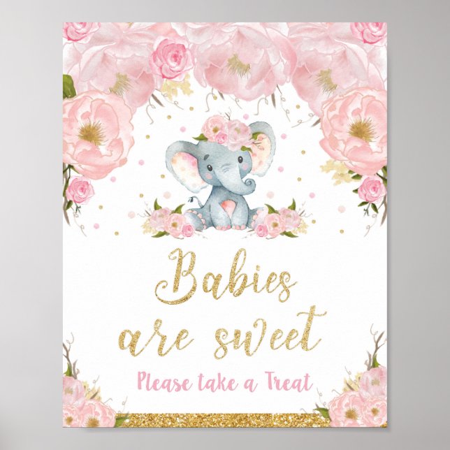 Elephant Baby Shower Babys sind Sweet Leckerei Sig Poster (Vorne)