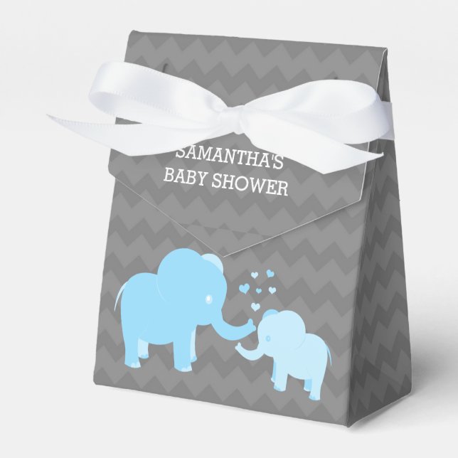 Elephant Baby Shower Blue Gray Zent Fevor Box Geschenkschachtel (Vorderseite)
