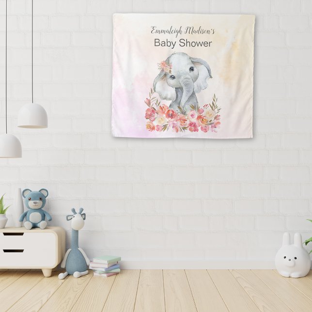 Elephant Baby Shower Boho Chic Wandteppich (Von Creator hochgeladen)