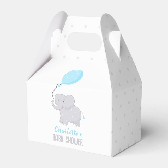 Elephant Baby Shower Boy Niedlich Favor Box Geschenkschachtel (Vorderseite)