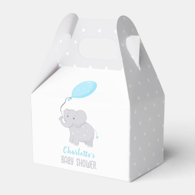 Elephant Baby Shower Boy Niedlich Favor Box Geschenkschachtel (Vorderseite)