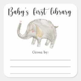 Elephant Baby Shower Buchzeichen, Babybücher Quadratischer Aufkleber