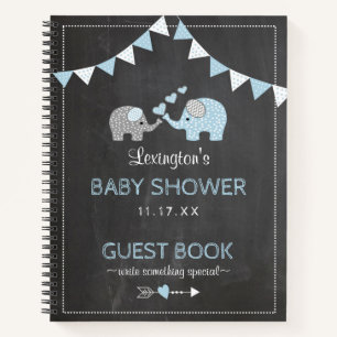 Elephant Baby Shower Chalkboard Look Gästebuch   Notizbuch