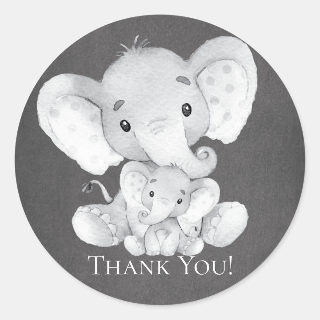 Elephant Baby Shower Danke, dass Sie für Aufkleber (Vorderseite)