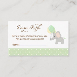 Elephant Baby Shower Diaper Raffelkarten Begleitkarte