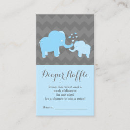 Elephant Baby Shower Diaper Raffle Ticket Blue Begleitkarte