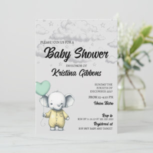 Elephant Baby Shower Einladung