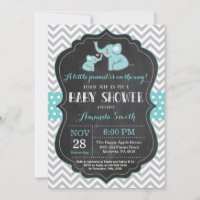 Elephant Baby Shower Einladung Aqua und Grau