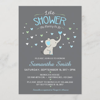 Elephant Baby Shower Einladung, Boy Baby Shower Einladung