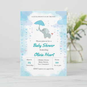 Elephant Baby Shower Einladung, Boy Baby Shower Einladung