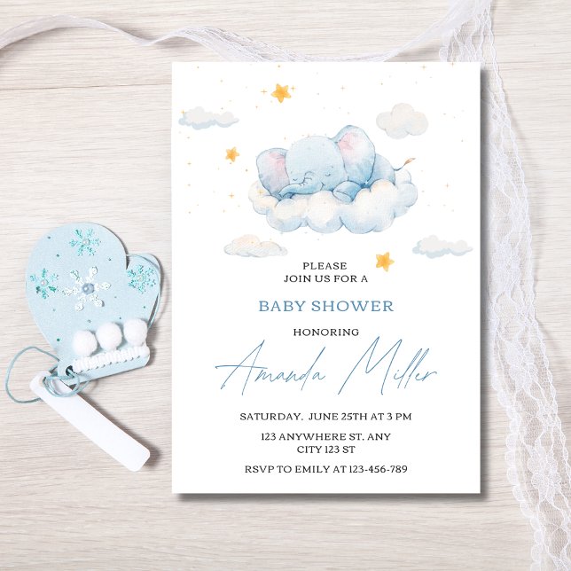 Elephant Baby Shower Einladung, Boy Baby Shower Einladung (Von Creator hochgeladen)