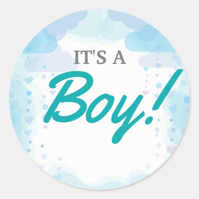 Elephant Baby Shower Einladung, Boy Baby Shower Runder Aufkleber (Vorderseite)