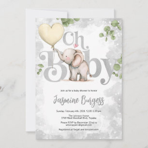 Elephant Baby Shower Einladung - Gelb