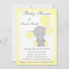Elephant Baby Shower Einladung Gelb Grau