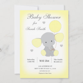 Elephant Baby Shower Einladung gelb-neutral