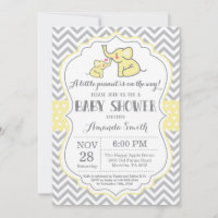 Elephant Baby Shower Einladung Gelb und Grau