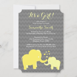 Elephant Baby Shower Einladung Gelb und Grau