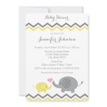 Elephant Baby Shower Einladung | Gelbgrau Zickzack