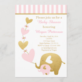 Elephant Baby Shower Einladung in Rosa und Gold
