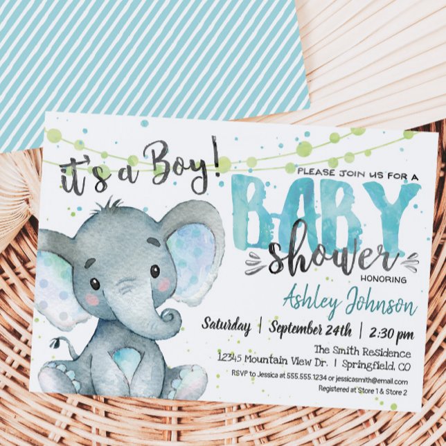 Elephant Baby Shower Einladung, Junge Einladung (Von Creator hochgeladen)