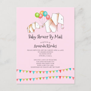 Elephant Baby Shower Einladung per Mail Pink