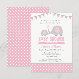 Elephant Baby Shower Einladung Rosa und Grau