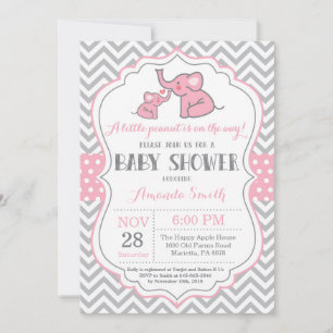 Elephant Baby Shower Einladung Rosa und Grau