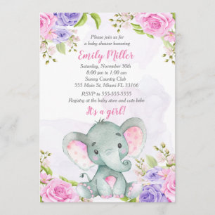 Elephant Baby Shower Einladung Wasserfarbe