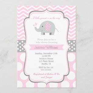 Elephant Baby Shower Einladungen für Mädchen