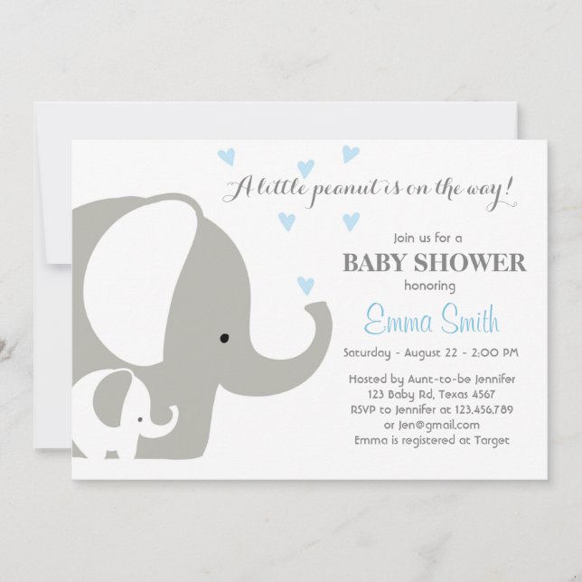 Elephant Baby Shower Elephant Einladung Baby (Vorderseite)