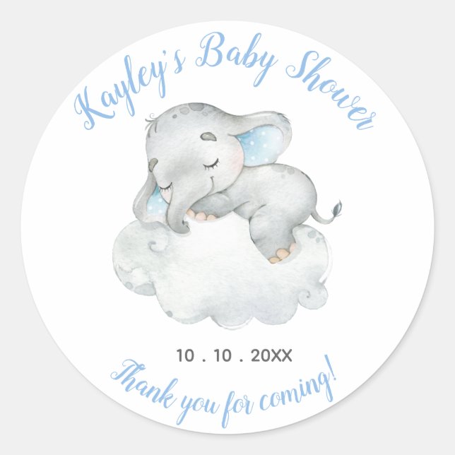 Elephant Baby Shower Fevor Sticker Schlafträumen (Vorderseite)