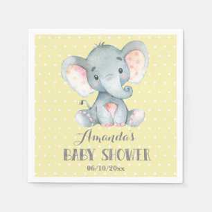 Elephant Baby Shower Gelb und Grau Napkins Serviette