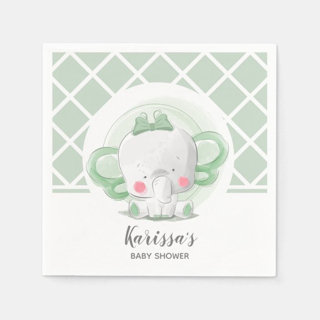 Elephant Baby Shower Gender Neutral Serviette (Vorderseite)